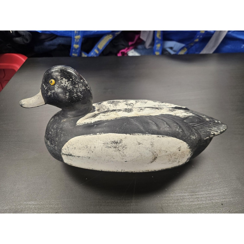 Vintage Herters Blue Bill Duck Decoy Plastic Weighted Keel‎ Black White Hunting